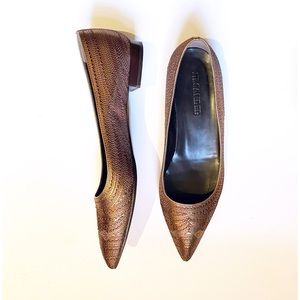 Gold ballet flats, Jill Sander, 9.5 woven leather. Elegant gorgeous